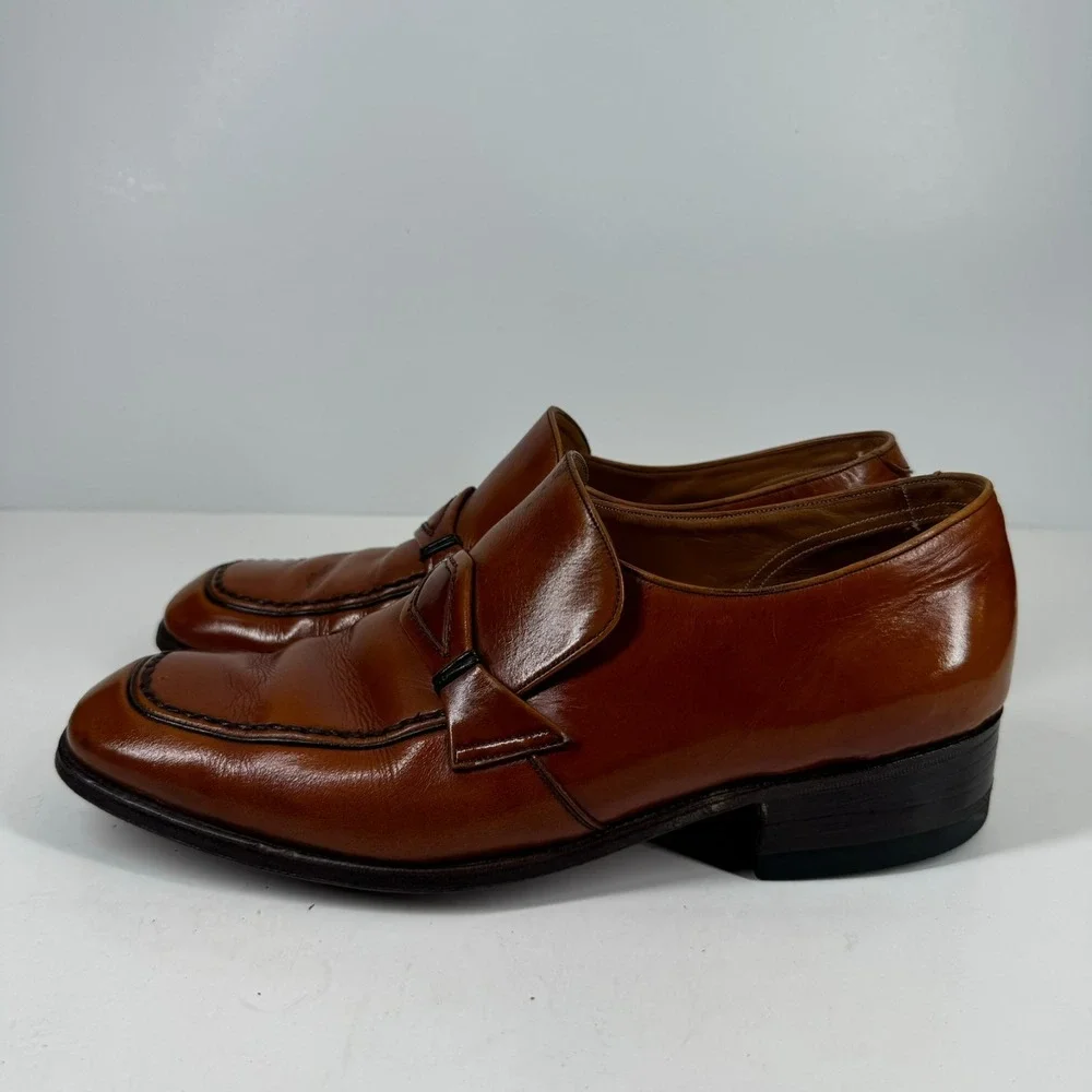 Vintage Barker of Earls Barton Men's 8/UK 7E Brown Leather Slip-On Loafer Shoes
